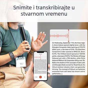 AI zapisnik za transkripciju u stvarnom vremenu uz prijevod i mentalnu mapu – lokalno i putem aplikacije snimanje, WAV format, 5 sati snimanja, EMMC pohrana, 1,47-inčni HD zaslon