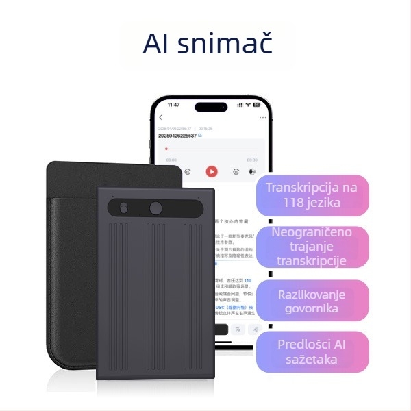 AI zapisivačka olovka note-1 s funkcijom snimanja, 3D zvuk, aluminijsko tijelo, ultra-tanki 86×55×3.2 mm, 30 g