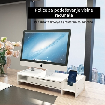 Stolni držač za povećanje visine računala s ladicom za tipkovnicu i nosačem monitora (dva sloja plastike, pomični, otporan na prašinu)