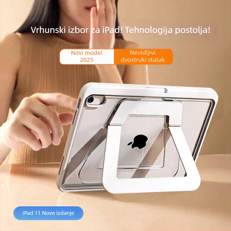 Kućište za iPad s aluminijskim držačem za Air 4/5/6, pretinac za olovku, sklopiva metalna potpora, tablet torbica