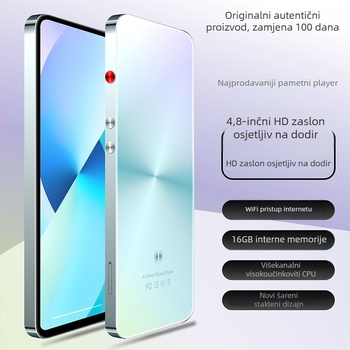 M100Pro Prijenosni multimedijski player Bluetooth, USB 3.0, SD kartica proširenje, HD dodirni zaslon 480x1120, baterija 2050 mAh, oko 6 sati reproducije