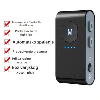 Bluetooth MP3 player s podrškom TF kartice i bežičnom povezanošću s Bluetooth slušalicama; trajanje baterije 8-12 sati; prijenosno.