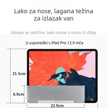 B048 Bluetooth preklopna tipkovnica s ugrađenim stalkom, mini prijenosna, Type-C punjenje, ergonomska