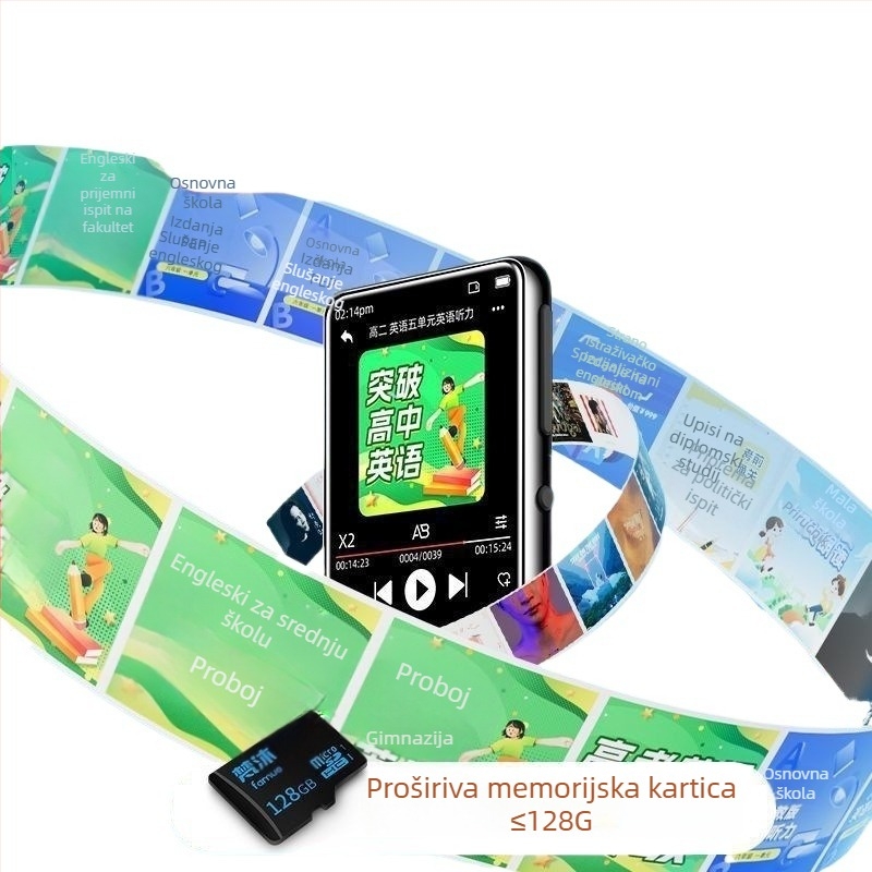 Učenički player za japanski i engleski s MP3/MP4, Bluetooth, puni zaslon