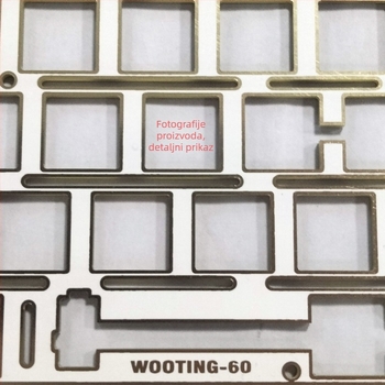 Prilagođena ploča za pozicioniranje Wooting60-he za 60-tipkovne hot-swappable tipkovnice | CNC obrada, elektroplatiranje | magnetska i mehanička pozicija osi | Kompatibilno s Wooting60, Win60, Fire60 | Težina 0.2 kg