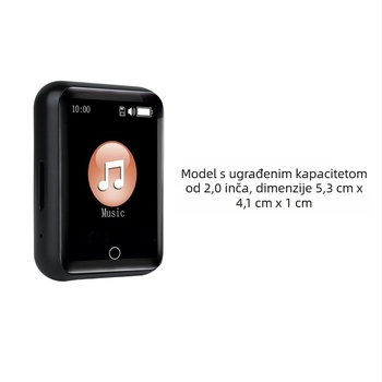 Metalni MP4 player s Bluetoothom, 2,5-inčni dodirni zaslon u boji, MP3/Lossless, AMV video, TF kartica do 128GB, ugrađena memorija, snimanje, pregled slika