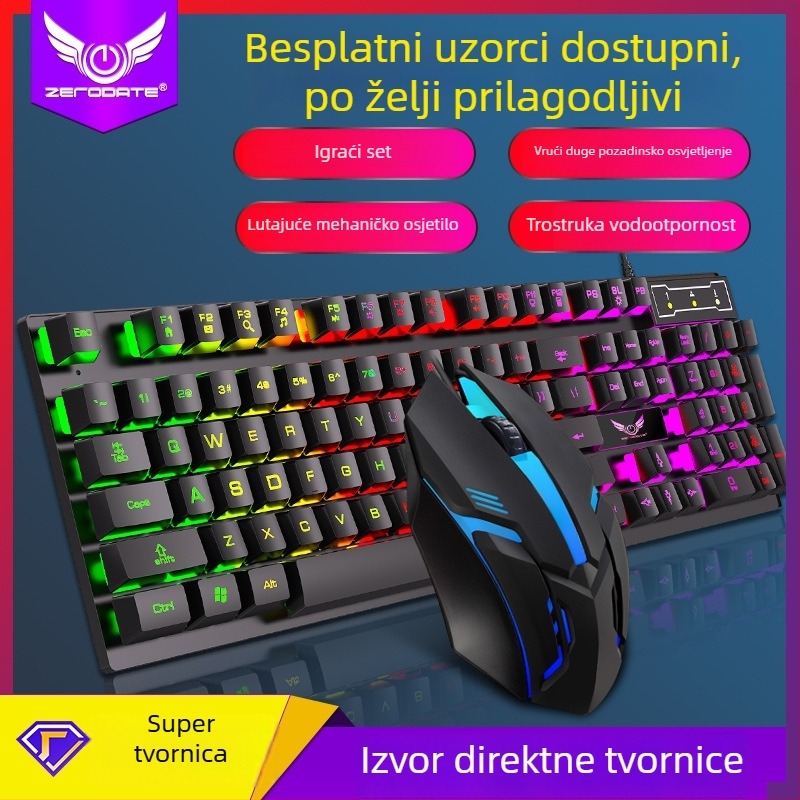 K9 žični set tipkovnice i miša, 1600 DPI, pozadinsko osvijetljenje, USB tipkovnica i USB miš