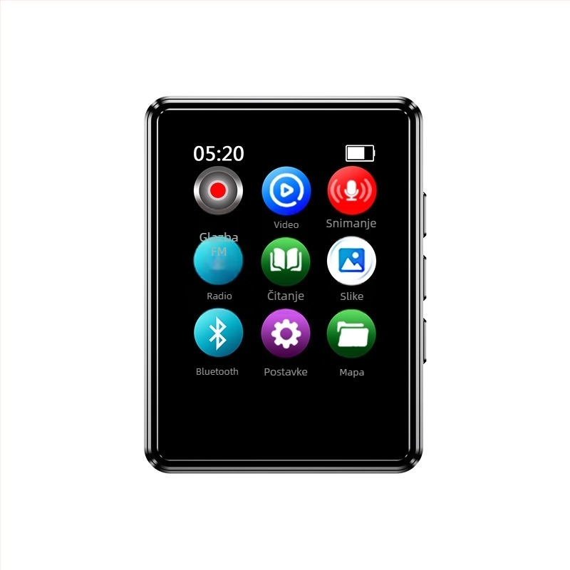 Prijenosni MP3/MP4 player s dodirnim zaslonom i Bluetoothom – TF kartice podrška, AVI video, do 8 sati reprodukcije