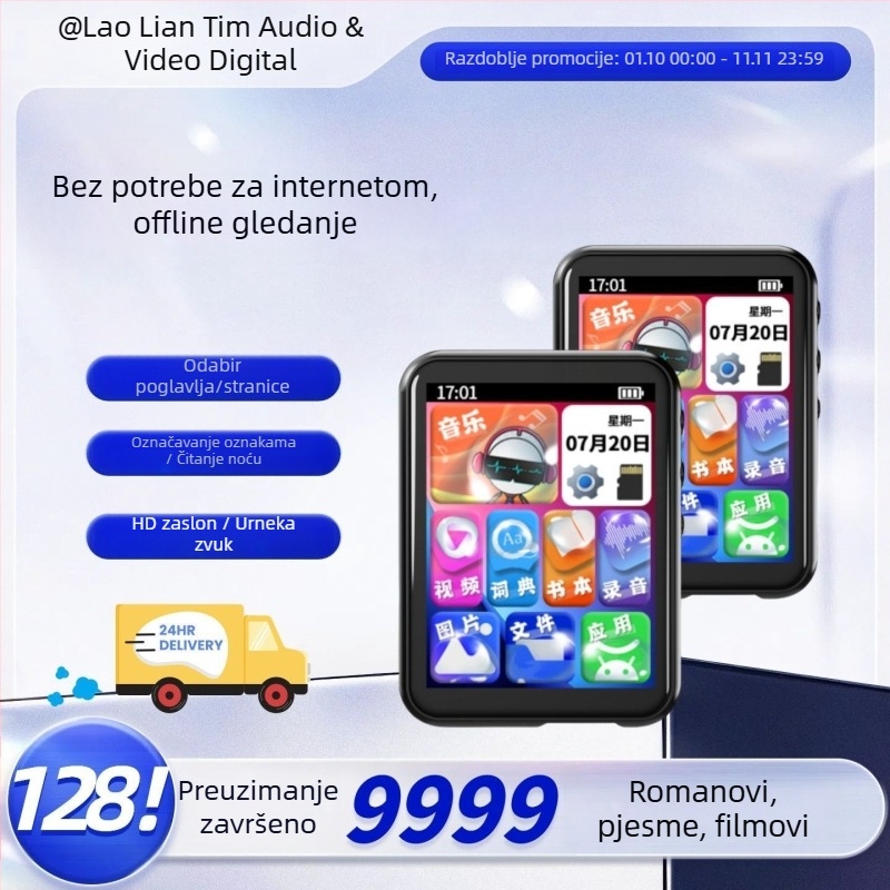 MP3/MP4 Bluetooth player s dodirnim zaslonom za čitanje romana, slušanje glazbe i gledanje filmova