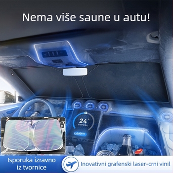 Auto suncobran za prednje staklo s aluminijskom folijom, laserski vinil, karirani uzorak, ugradnja klikom, univerzalna prilagodba