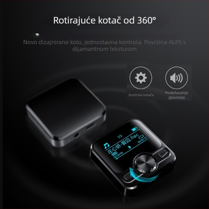 M9 prijenosni MP3 player Bluetooth; podržava formate MP3/WMA/WAV/OGG/FLAC/APE; USB sučelje; FM radio; snimanje
