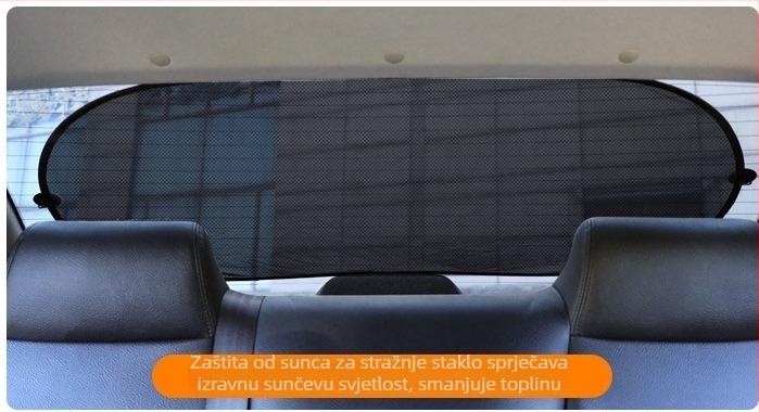 Stražnja mrežasta zaštita od sunca za stražnje staklo automobila, najlon mreža, montaža vakuum čašicom, univerzalna prilagodba