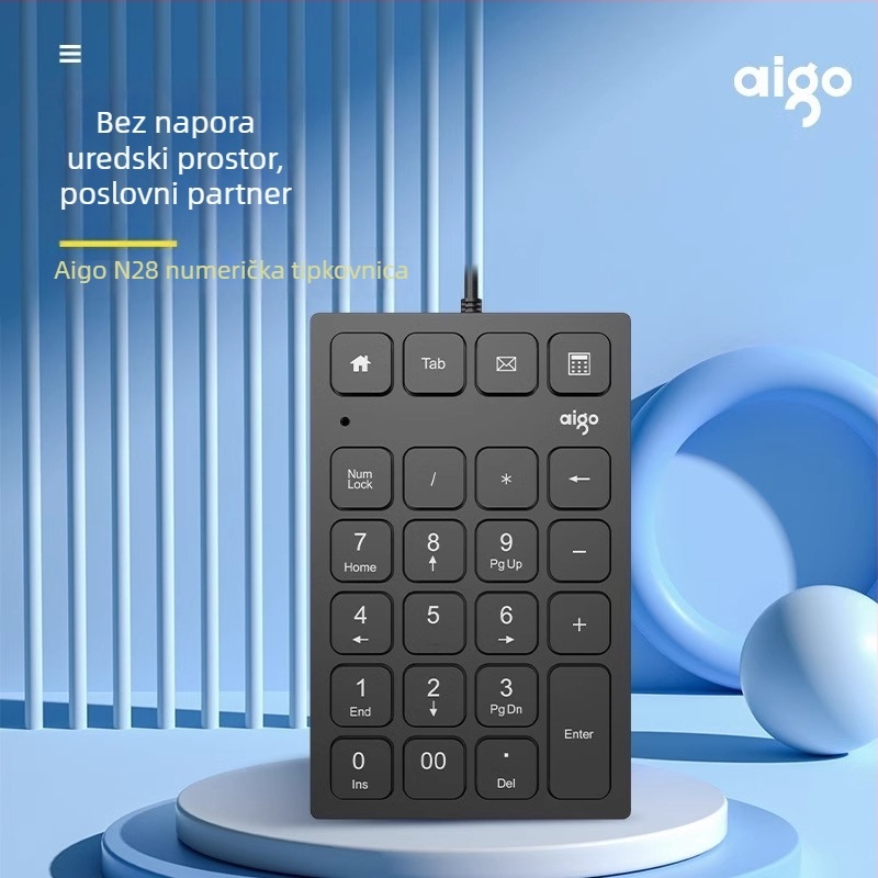 W909 žični digitalni numerički keypad s 23 tipke za prijenosno računalo i PC, ABS kućište, kabel 1,45 m, bez pozadinskog osvjetljenja