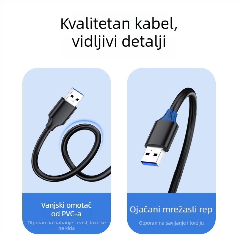 USB 3.0 produžni kabel, muški priključak na ženski, za prijenosno računalo, miš i tipkovnicu