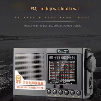 Bulking T-6625 Radio za starije osobe, prenosni FM radio s punim opsegom, baterija, USB, MP3, ugrađeni zvučnik
