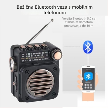 Mini radio s Bluetoothom, slotom za karticu, FM/AM/SW, USB MP3