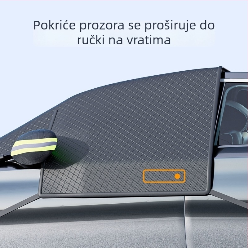 Zaštita od snijega za prednje staklo automobila – Oxford tkanina, magnetska ugradnja, univerzalna, minimalistički stil