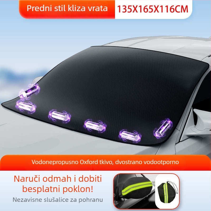 Zaštita od snijega za prednje staklo automobila – Oxford tkanina, magnetska ugradnja, univerzalna, minimalistički stil