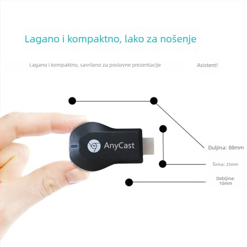 Bežični HDMI zaslonski zrcalni adapter Anycast M2 Plus – Android kompatibilan, 1080p, 128MB memorije