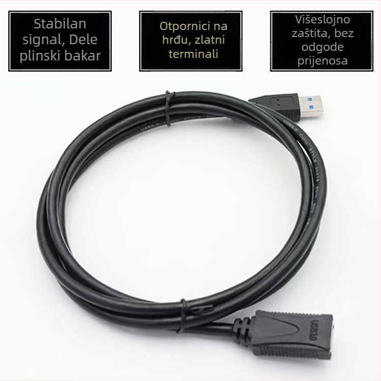 USB 3.0 produžni kabel, muški na ženski, bakreni vodovi i niklani konektori