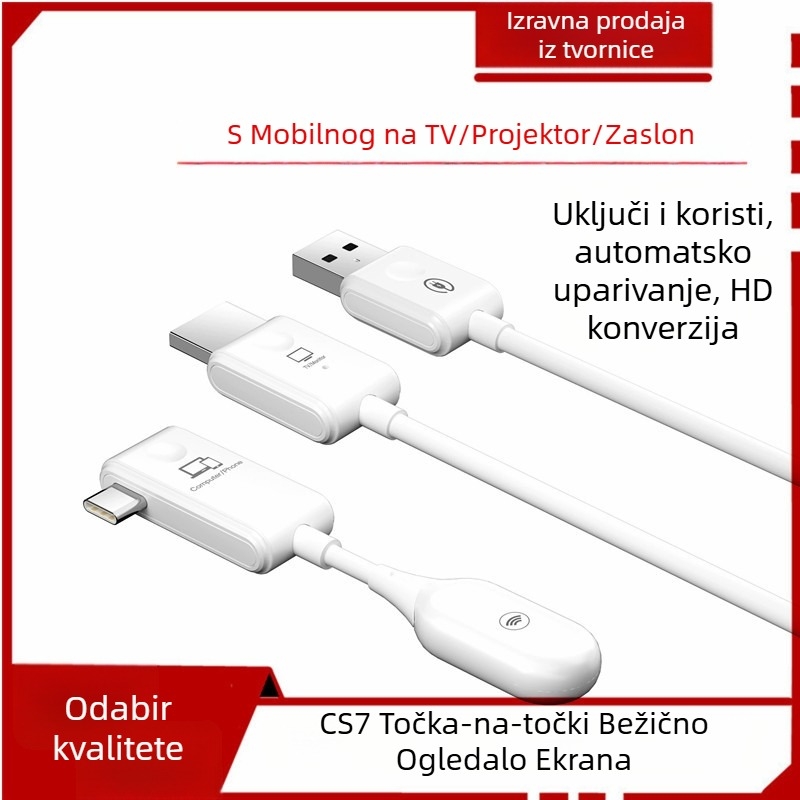 Bežični HDMI produžni kabel Point-to-Point za konferencije - Zrcaljenje zaslona Type-C, 1080p HDMI, 1GB memorija