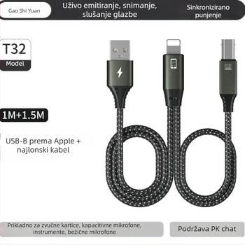 OTG patch kabel za glazbene instrumente - duljina 1.5 m, bakreno jezgro, 480 Mbps