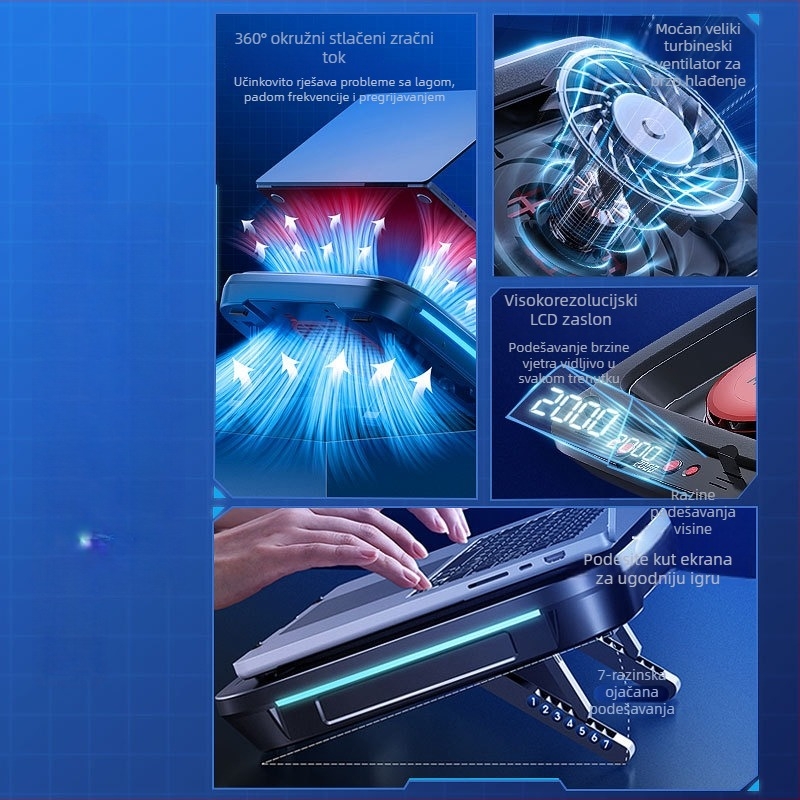 Podloga za hlađenje laptopa, model FL08, zračno hlađenje, plastika, za notebook, 1 ventilator
