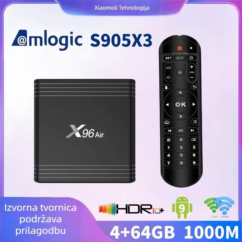 Android TV Box X96 Air — S905X3, 4GB RAM, 64GB pohrane, 8K 24fps izlaz, Android