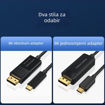 Type-C na DP 1.4 adapter kabel – dvostrani, 8K60Hz, 4K144Hz/165Hz, CH7213A-BF, TUSB544, bakreno jezgro