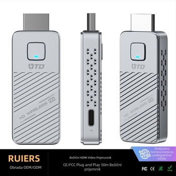 Bežični transmiter i prijemnik za zrcaljenje zaslona, HDMI, 1080p, Android procesor, 1GB RAM, 1GB memorije