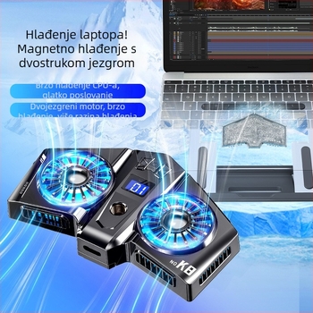 Radiator za notebook, ABS+aluminijska legura, hlađenje zrakom s 2 ventilatora, kompatibilan s notebookom, ultrabookom, Playbook