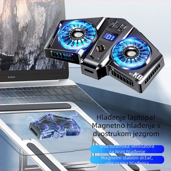 Radiator za notebook, ABS+aluminijska legura, hlađenje zrakom s 2 ventilatora, kompatibilan s notebookom, ultrabookom, Playbook