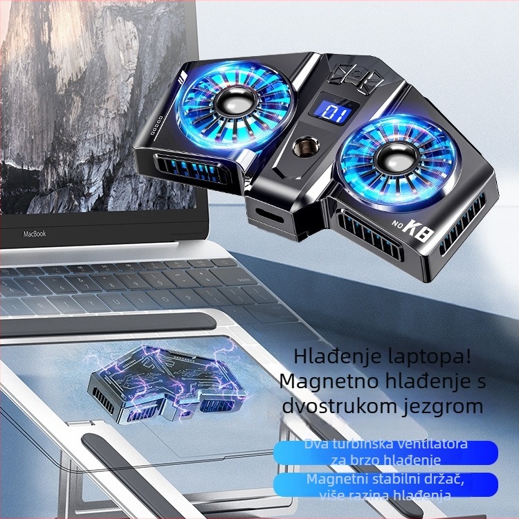 Radiator za notebook, ABS+aluminijska legura, hlađenje zrakom s 2 ventilatora, kompatibilan s notebookom, ultrabookom, Playbook