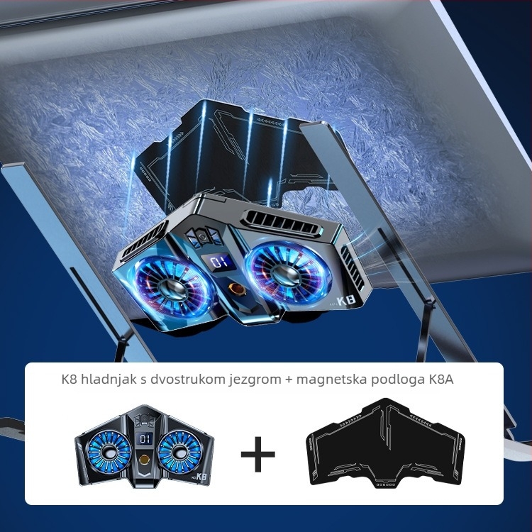 Radiator za notebook, ABS+aluminijska legura, hlađenje zrakom s 2 ventilatora, kompatibilan s notebookom, ultrabookom, Playbook