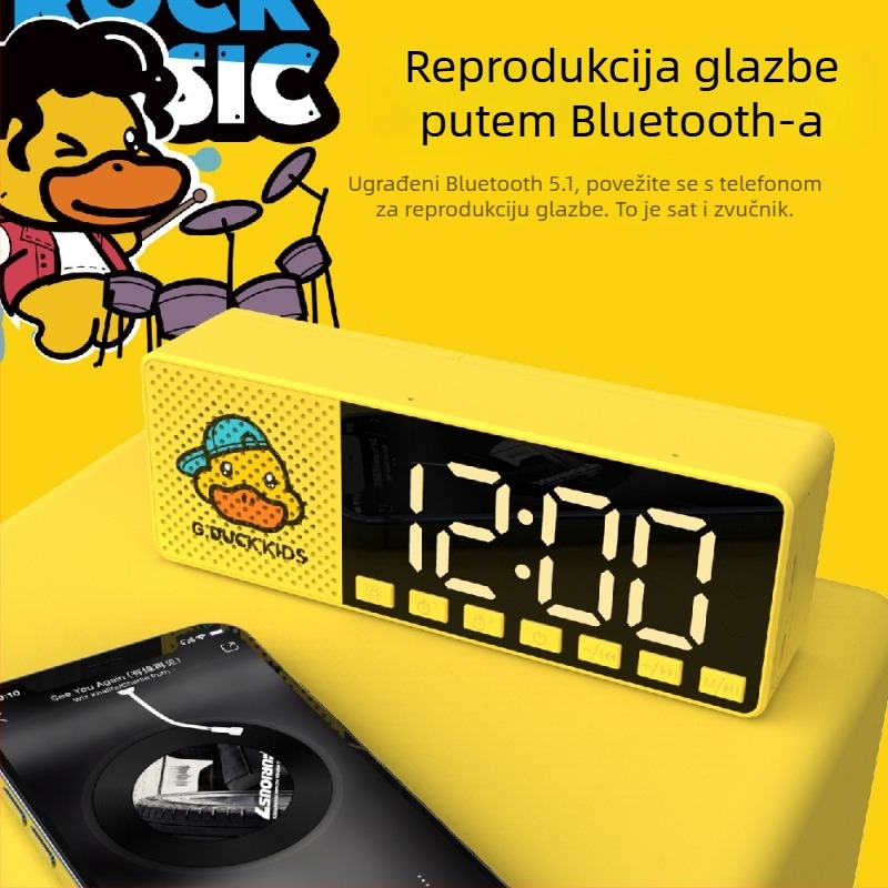 G.DUCK Mali žuti patak višenamjenski budilnik s internet radiom, SD karticom, dvostrukim alarmom, oglednom površinom i Bluetooth zvučnikom