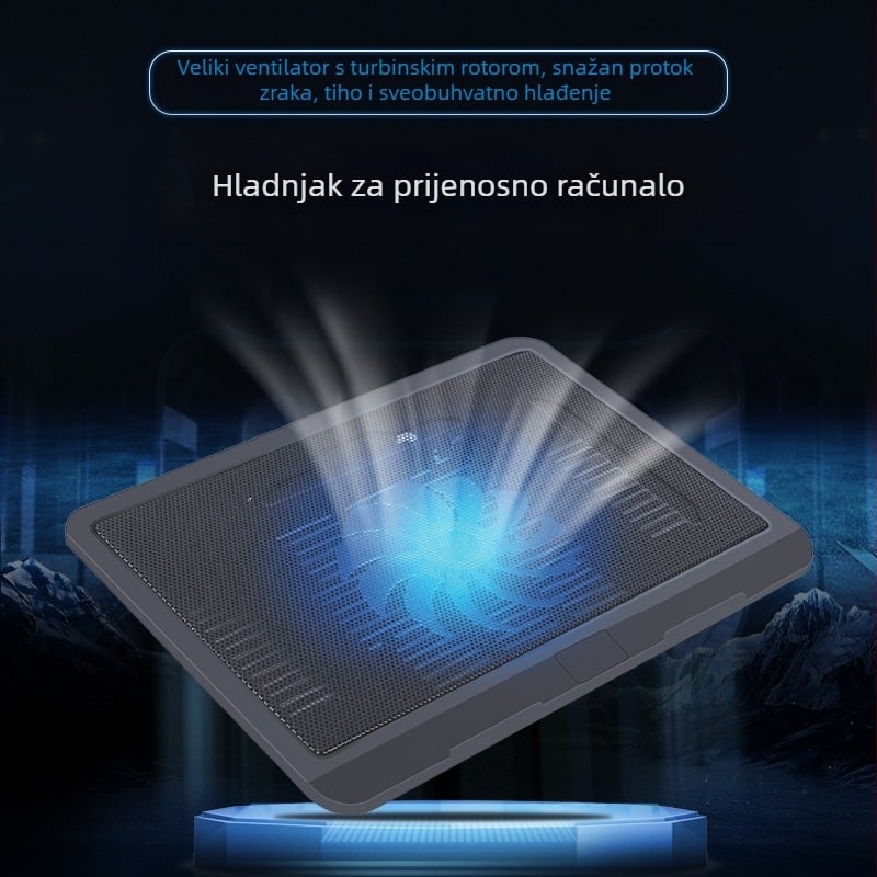 N19 hladnjak za prijenosno računalo, 1 ventilator, plastika + metalna mreža