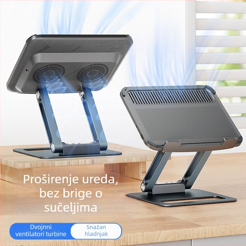 Chladič za notebook od aluminija, zračno hlađenje, dva ventilatora, 1,3 kg, kompatibilan s Playbook