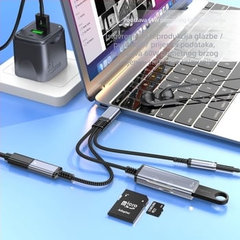 USB-C adapter kabel Hs-118, USB 2.0 sučelje, brzina prijenosa podataka 2.0, 1 na 3 splitter, model Hs-118, OTG