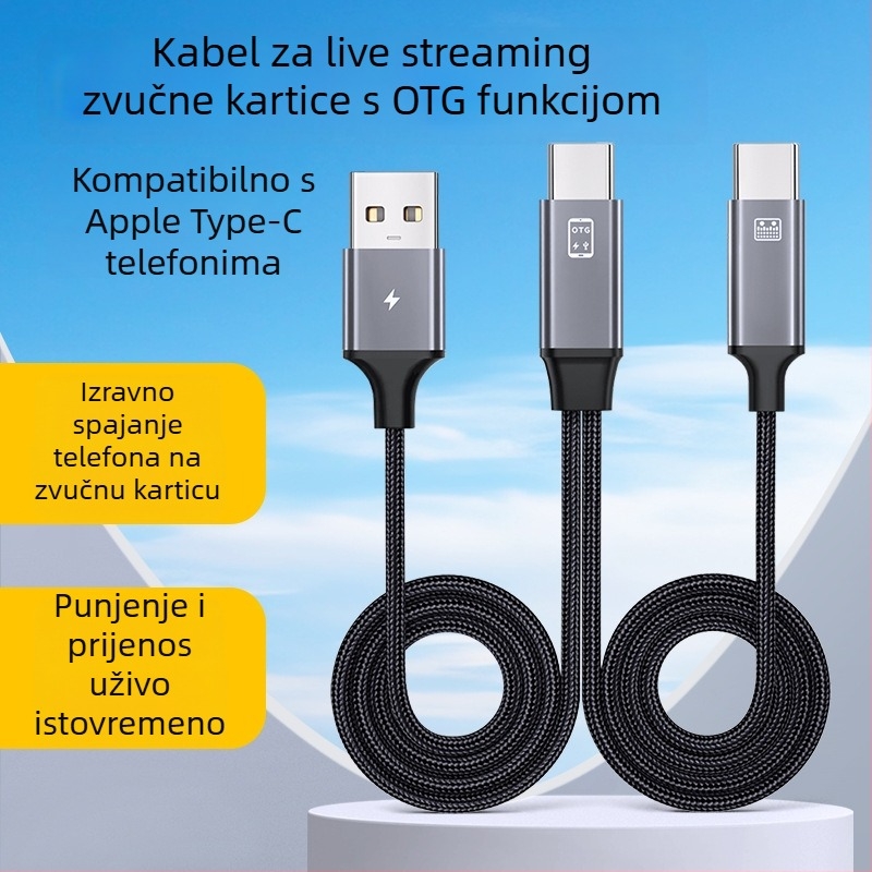Vanjski USB DAC/slušalice amplifier s USB-C na USB, neovisno napajanje, dvostruki izlaz, DAC čip, 1 m kabel, model MK14/MK15