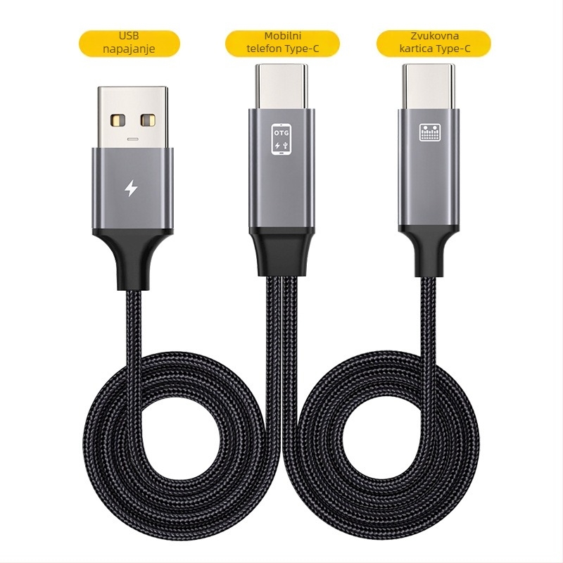 Vanjski USB DAC/slušalice amplifier s USB-C na USB, neovisno napajanje, dvostruki izlaz, DAC čip, 1 m kabel, model MK14/MK15