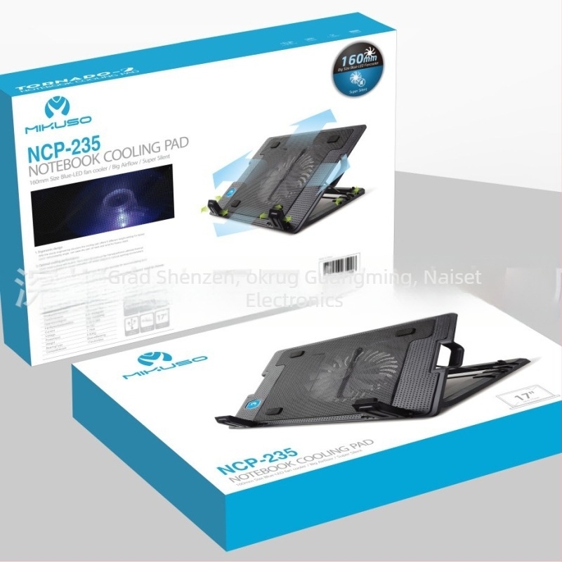 MIKUSO hlađenje za notebook, poboljšano izdanje, model 235, metalna mreža, hlađenje ventilatorom