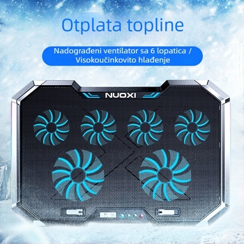 Nossi Q8 baza za hlađenje prijenosnog računala s LCD zaslonom, RGB osvjetljenjem i upravljanjem putem tipki, 6 ventilatora