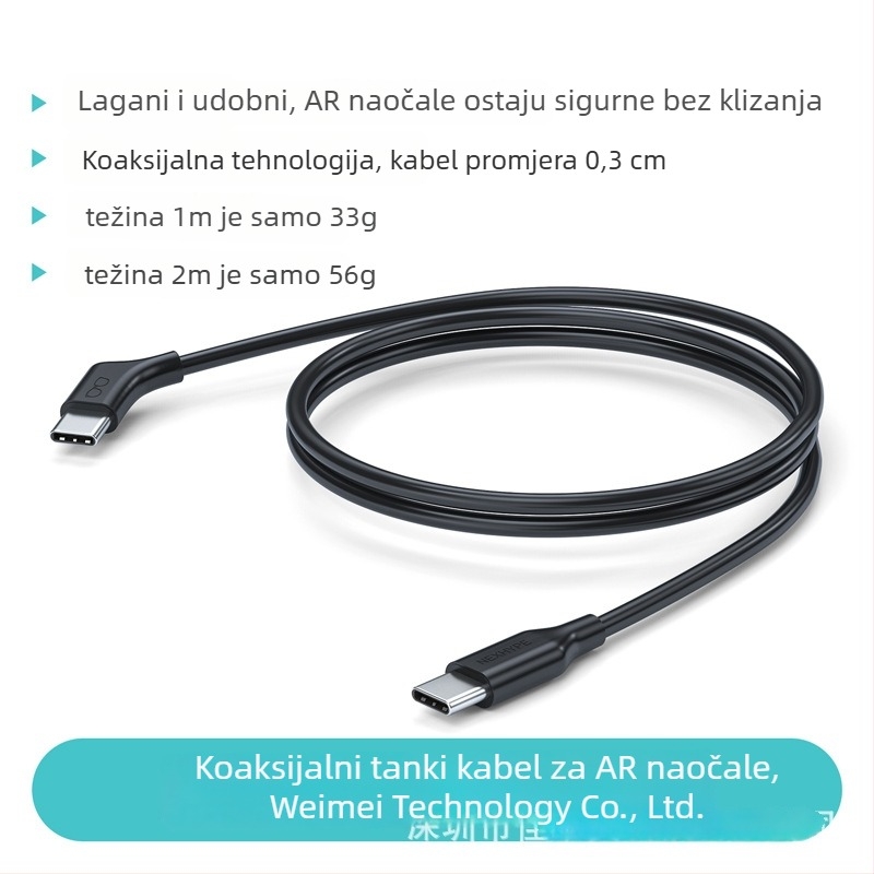 AR naočale podatkovni kabel, Type-C adapter kabel, 10Gbps, cinkom obloženi bakreni vod, uvoznički čip