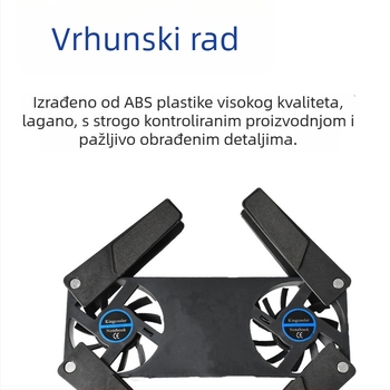 Prijenosni sklopivi hladnjak za prijenosna računala s USB napajanjem, dvostruki ventilator, plastično kućište