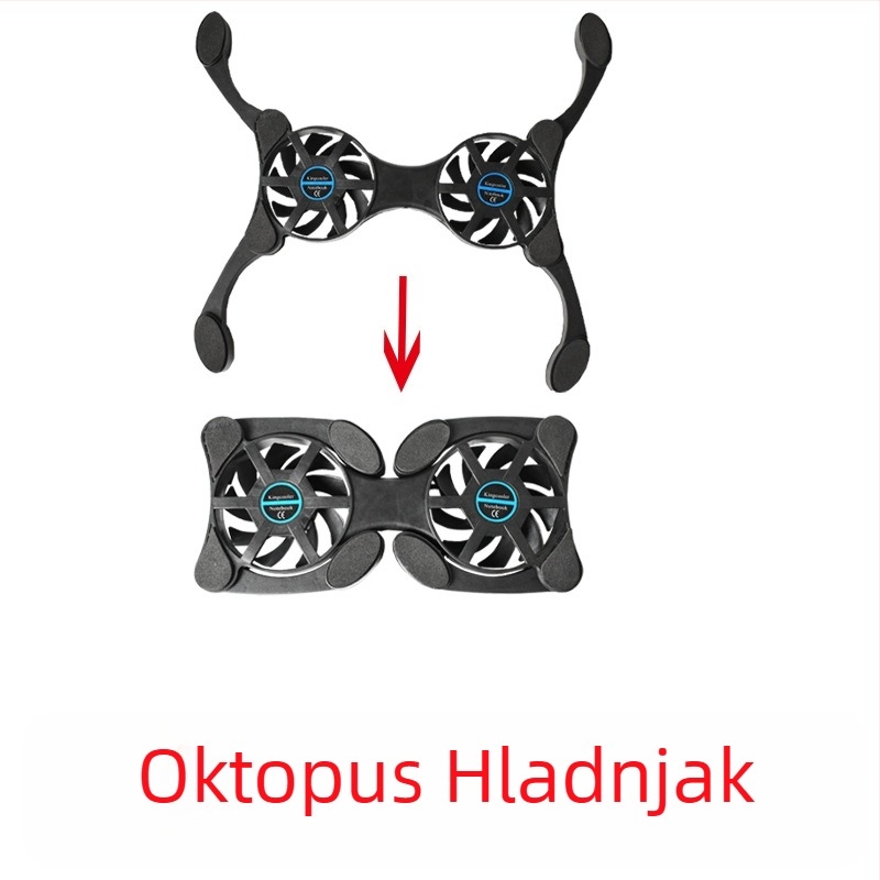 Prijenosni sklopivi hladnjak za prijenosna računala s USB napajanjem, dvostruki ventilator, plastično kućište