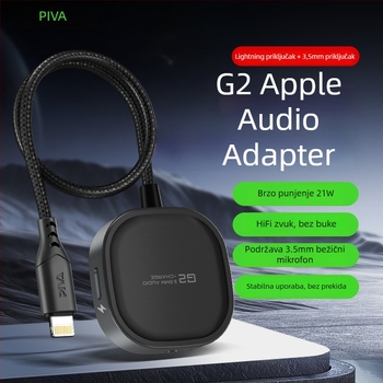 Piva G2PRO 2-u-1 Audio Adapter za Apple Slušalice, Adapter za Mobitel s Izlazom Zvuka, Predstavljen 2024