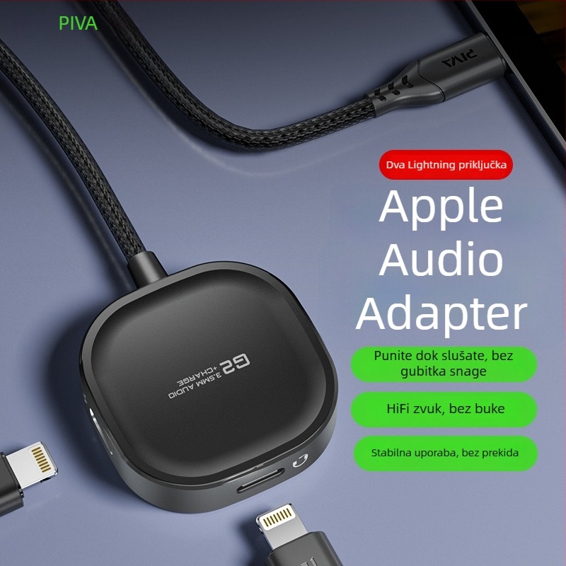 Piva G2PRO 2-u-1 Audio Adapter za Apple Slušalice, Adapter za Mobitel s Izlazom Zvuka, Predstavljen 2024