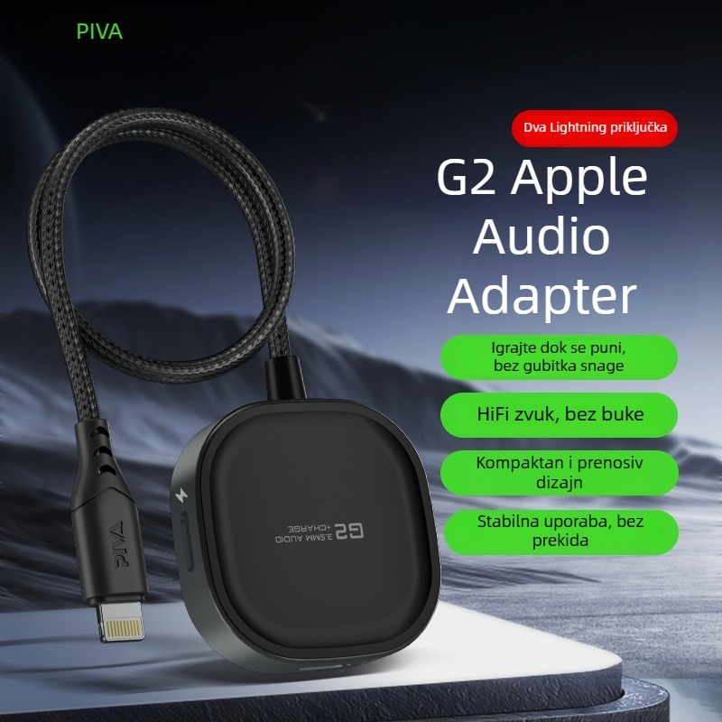 Piva G2PRO 2-u-1 Audio Adapter za Apple Slušalice, Adapter za Mobitel s Izlazom Zvuka, Predstavljen 2024