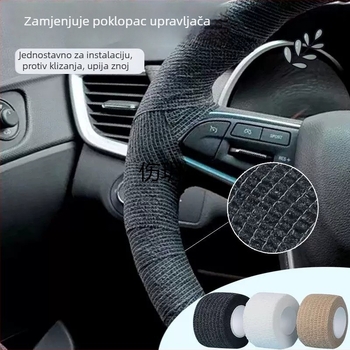 Navlaka za volan automobila - protivklizna, upija znoj, ultra-tanka lanena tkanina, univerzalna prilagodba, za sve sezone