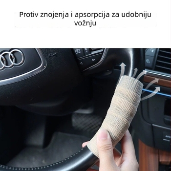 Navlaka za volan automobila - protivklizna, upija znoj, ultra-tanka lanena tkanina, univerzalna prilagodba, za sve sezone